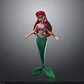 Colorful Mermaid Toy Figure With Red Long Hair Purple Bikini Top And Green Tail