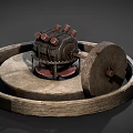 Traditional Agricultural Equipment With Stone Grinding Wheel Circular Base For Grain Processing