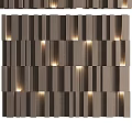 Modern Wooden Background Wall With Vertical Slats And Built-in Lighting
