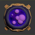 Ornate Blue Cauldron With Golden Star Design And Pink Orbs Inside