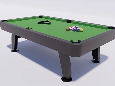Billiard Table Sports Equipment With Green Felt Surface Black Frame Triangle Rack And Balls 3d model