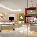 Elegant Jewelry Store Interior Design With Modern Display Cases And Lighting 3d model