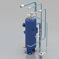 Industrial Equipment Featuring Blue Cylindrical Tank With Pipes Valves And Support Base