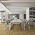 Modern Library Reading Room Bookstore Leisure Book Bar Leisure Table and Chair Bookcase Bookshelf Reading Table and Chair 3d model