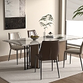 Modern Dining Table Chair Combination Dining Table Chair 3d model