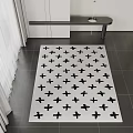Black and White Square Rug With Black Cross Patterns In Modern Interior 3d model