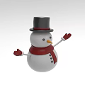 Cute Decorative Snowman With Black Top Hat Red Scarf And Red Gloves