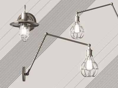 Modern Wall Lights with Adjustable Metal Arm and Clear Cage Design for Contemporary Home Decor 3d model