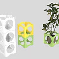 Decorative Plant Stands With Circular Cutouts In White Yellow Green For Indoor Plants