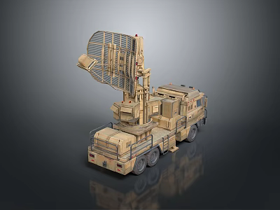 Tactical Military Mobile Radar Surveillance Vehicle With Elevated Antenna System 3d model