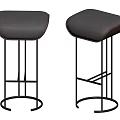 Sleek Modern Bar Stools With Grey Upholstered Seat And Sturdy Metal Frame Design