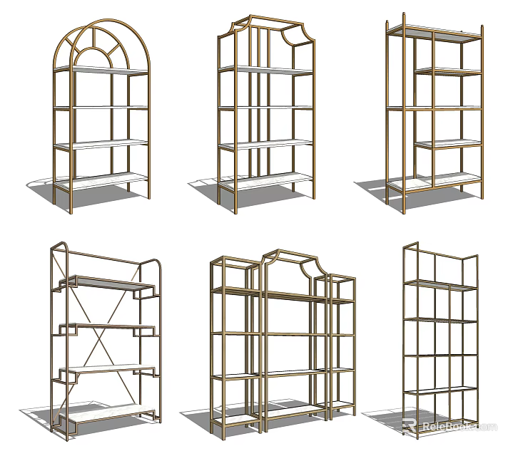 Modern Metal Frame Shelving Units With Various Designs For Home Storage And 3d model 