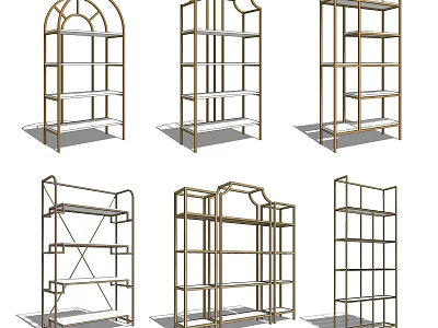 Modern Metal Frame Shelving Units With Various Designs For Home Storage And 3d model