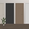 Modern Solid Wood Single Door Log Flat Door Bedroom Indoor Single Door 3d model