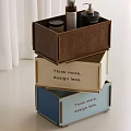 Brown Beige Blue Stackable Storage Baskets with Think more design less Text 3d model
