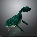 Vibrant Green Aquatic Creature 3D Character with Streamlined Body Textured Skin Fins and Tail