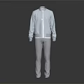 Light Blue Zipper Front Long Sleeve Jacket With Light Gray Pants Outfit