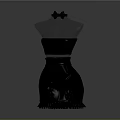 Black Strapless Evening Dress On Transparent Mannequin With Bow And Ruffled Hem