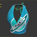 Cute Blue Sleeveless Top With Cartoon Saturn Smiling Face Tie Neck Design For Casual Wear