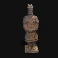 Ancient Terracotta Warrior Sculpture Carving With Detailed Armor And Traditional Design