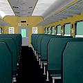 Spacious Train Interior With Green Seats Yellow Walls And Large Windows 3d model