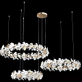 Modern Hanging Chandeliers With White Leaf Decor And Gold Frame Design 3d model