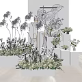 Elegant Floral Display With White Flowers Greenery White Pedestals And Wall Art