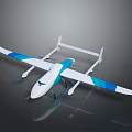 Modern Blue And White Aircraft With Streamlined Body Long Wings And Propellers