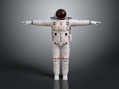 White Astronaut Spacesuit with Open Arms Design and Helmet Equipment Features 3d model