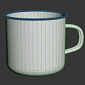 White Enamel Mug With Blue Rim And Handle For Daily Household Use