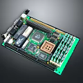 Detailed Computer Motherboard With Green Circuit Design Electronic Chips And Slots