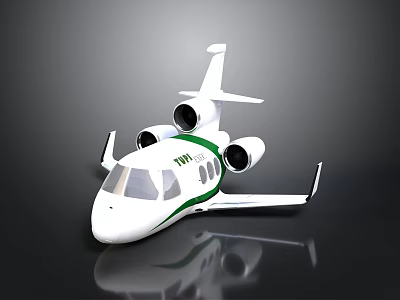 White Spaceplane With Green Stripe And Twin Engines For Space Exploration 3d model