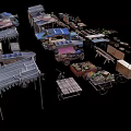 Vegetable stand fruit and vegetable stand combination vegetable market stall market life props low face number low model simple model game film and television level super realistic 3d model