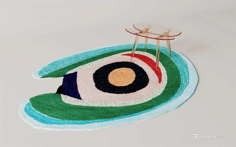 Unique Shaped Colorful Area Rug For Modern Interior 3d model 