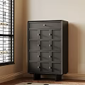 Black Modern Entryway Side Cabinet With Gold Handles And Multiple Storage Compartments