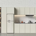 Modern Light Colored Kitchen Cabinets With Vintage Refrigerator Wine Rack And Tile Backsplash
