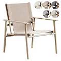 Modern Leisure Chair with Wooden Frame Light Colored Cushion Ergonomic Design for Comfortable Seating