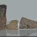 Natural Rock Structures With Various Shapes Textures And White Human Figure Model 3d model