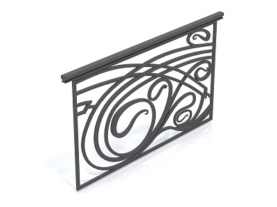 Stylish Black Metal Fence With Ornate Curved Patterns And Decorative Design 3d model