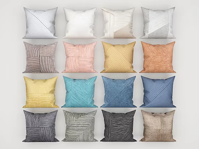 Decorative Throw Pillows In Various Colors And Patterns For Home Decor 3d model