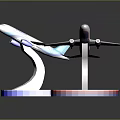 Detailed Airplane Models On Transparent Bases With Blue And Red Accents