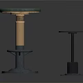 Two Stylish Stools Featuring Green And Red Patterned Seats With Metal Bases