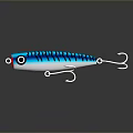 Blue and Black Striped Lifelike Fishing Lure With Reflective Surface And Fish Hooks