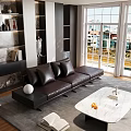 Modern Living Room Sofa Combination Side Table Carpet Bookcase 3d model