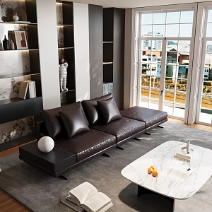 Modern Living Room Sofa Combination Side Table Carpet Bookcase 3d model