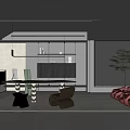 Modern Study Room Interior With Wooden Desk Comfortable Chair Bookshelf And Decorative Plant