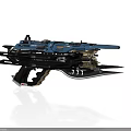 Blue Sci Fi Weapon With Complex Mechanical Structure And Futuristic Design
