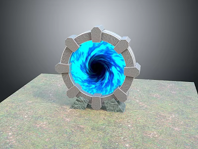 Mystical Circular Stone Portal With Blue Swirling Core For Game And Movie Characters 3d model