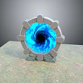 Mystical Circular Stone Portal With Blue Swirling Core For Game And Movie Characters