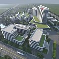 Modern Hospital Buildings With Green Roofs And Surrounding Landscape Architecture